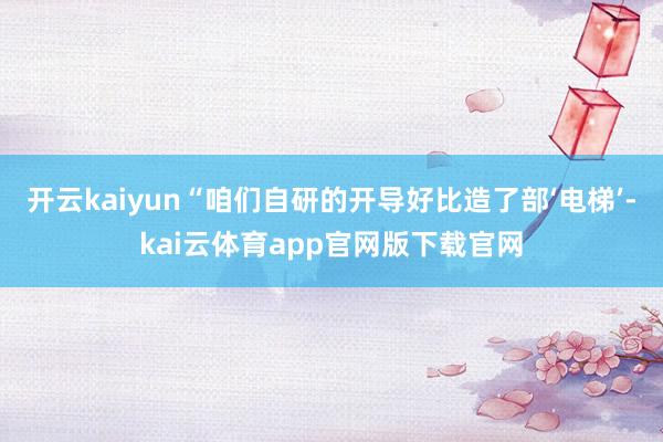 开云kaiyun“咱们自研的开导好比造了部‘电梯’-kai云体育app官网版下载官网