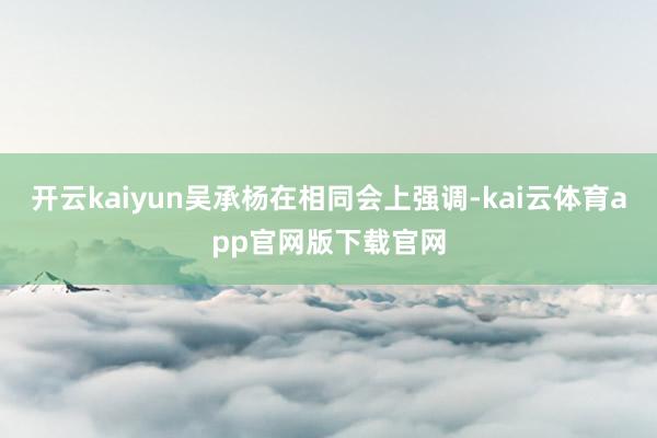 开云kaiyun吴承杨在相同会上强调-kai云体育app官网版下载官网